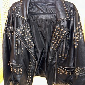 Aqua Studded Leather Jacket